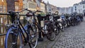 Bikes parked along the canal