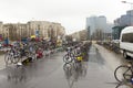 Transit area full of bikes at a duathlon competition