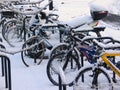 Bikes Snow 1 Royalty Free Stock Photo