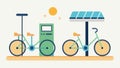 A bikesharing station equipped with solar panels and smart locks facilitating easy access and tracking of bikes Royalty Free Stock Photo