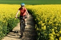 Biking across Oilseed Rape Field