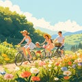 Biking Adventure in Flower-Laden Fields