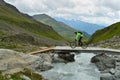 Biking in Albula Alps, Graubunden Canton, Switzerland Royalty Free Stock Photo