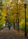 Biking among beautiful autumn colored trees, in Leavenworth, WA Royalty Free Stock Photo