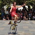 Biking Busker Royalty Free Stock Photo