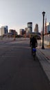 Biking through the city life.