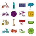 Biking icons doodle set