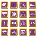 Biking icons set purple