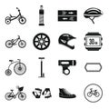 Biking icons set, simple style