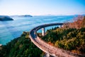 Biking on Kurushima Kaikyo Bridge - Ehime - Japan Royalty Free Stock Photo