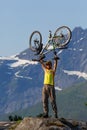 Biking in Norway against picturesque landscape