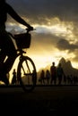 Biking Silhouettes Ipanema Beach Rio de Janeiro Brazil Royalty Free Stock Photo