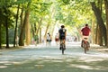 Biking in the Vondelpark in Amsterdam Royalty Free Stock Photo