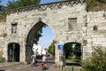 Biking at the Waerachtig Gate in the city Maastricht