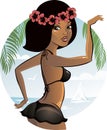 Bikini girl on a beach in vector