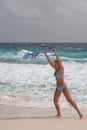 Bikini Girl at caribbean Sea beach Royalty Free Stock Photo