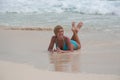 Bikini Girl at caribbean Sea beach Royalty Free Stock Photo