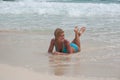 Bikini Girl at caribbean Sea beach