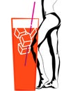 Bikini girl and cocktail design vector template Royalty Free Stock Photo