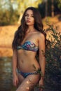 Bikini model in lake Royalty Free Stock Photo