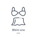 bikini one piece swimwear? icon from woman clothing outline collection. Thin line bikini one piece swimwear? icon isolated on