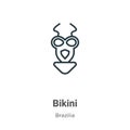 Bikini outline vector icon. Thin line black bikini icon, flat vector simple element illustration from editable brazilia concept Royalty Free Stock Photo