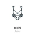 Bikini outline vector icon. Thin line black bikini icon, flat vector simple element illustration from editable clothes concept Royalty Free Stock Photo