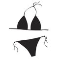 Bikini or swimsuit for women isolated on white background, sexy silhouette vector stock illustration with swimming trunks or