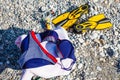 Bikini, sport fins and towel Royalty Free Stock Photo