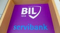 Bil bank sign and vending machine. Servibank Bil Royalty Free Stock Photo