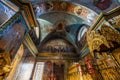 Bila Tserkva, Kyiv region, Ukraine - August, 06, 2022: Beautiful dome in an orthodox cathedral, church. Beautiful Christian murals