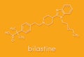 Bilastine antihistamine drug molecule. Skeletal formula.