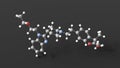 bilastine molecular structure, antihistamine medication, ball and stick 3d model, structural chemical formula with colored atoms