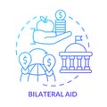 Bilateral aid blue gradient concept icon