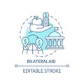 Bilateral aid turquoise concept icon