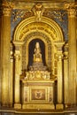 Bilbao Begona cathedral indoor with golden virgin altar. Spain Royalty Free Stock Photo