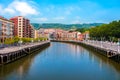 Bilbao city downtown with a Nevion River