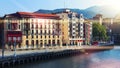 Bilbao city downtown with a Nevion River in Spain