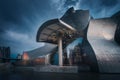 Bilbao cityscapes, with the landmark and River Nervion at dusk, Bilbao, Basque Country, Spain Royalty Free Stock Photo