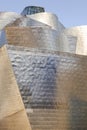 Bilbao downtown Guggenheim museum titanium metallic facade. Tourism Spain