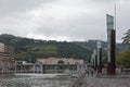 Bilbao downtown with nervion river and boardwalk area, basque co