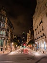 Bilbao night view. Old palace perspective view, Spain Royalty Free Stock Photo