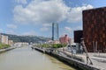 Bilbao`s cityscape:Iberdrola Tower in Bilbao city, Spain