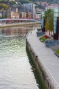 Bilbao scenic cityscape. Bridge over river Nervion in Bilbao. Bilbao landmark, capital of Basque Country, Spain. Colorful autumn. Royalty Free Stock Photo