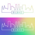 Bilbao skyline. Colorful linear style.