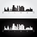 Bilbao skyline and landmarks silhouette