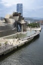 BILBAO, SPAIN - AUGUST 26, 2019: Cityscape of Guggenheim Museum in Bilbao It is a museum of modern and contemporary art, designed Royalty Free Stock Photo