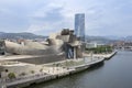 BILBAO, SPAIN - AUGUST 26, 2019: Cityscape of Guggenheim Museum in Bilbao It is a museum of modern and contemporary art, designed Royalty Free Stock Photo