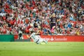 BILBAO, SPAIN - AUGUST 28: Leo Messi and Gorka Iraizoz, in action during the Spainsh League match between Athletic Bilbao and FC B Royalty Free Stock Photo