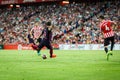 BILBAO, SPAIN - AUGUST 28: Luis Suarez and Aymeric Laporte, in the match between Athletic Bilbao and FC Barcelona, celebrated on A Royalty Free Stock Photo